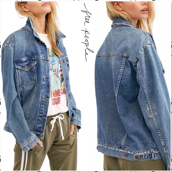 free people ramona denim trucker jacket